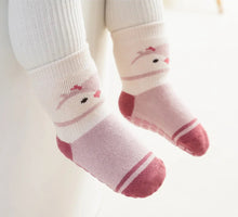 Load image into Gallery viewer, Extra Warm Terry Grip Socks - Fawn and Owl (2-pairs)