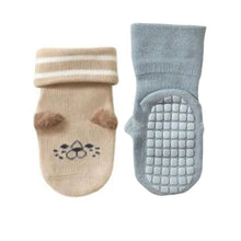 Load image into Gallery viewer, Everyday Stay-On Grip Socks - Blue and Tan (2-pairs)