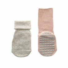 Load image into Gallery viewer, Everyday Rib Grip Socks - Oat Marl and Blush (2-pairs)