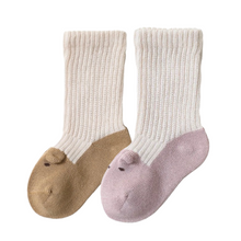 Load image into Gallery viewer, Everyday Infant Stay On Socks (Non-grip) - Pink and Caramel (2-pairs)