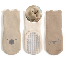 Load image into Gallery viewer, Extra Warm Terry Grip Socks - Beige Trio (3-pairs)