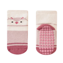 Load image into Gallery viewer, Extra Warm Terry Grip Socks - Fawn and Owl (2-pairs)