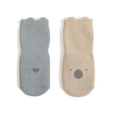 Load image into Gallery viewer, Extra Warm Terry Grip Socks - Blue and Tan (2-pairs)
