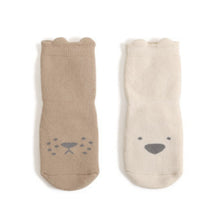 Load image into Gallery viewer, Extra Warm Terry Grip Socks - Cream and Latte (2-pairs)