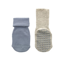 Load image into Gallery viewer, Everyday Rib Grip Socks - Blue and Oat Marl (2-pairs)