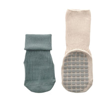 Load image into Gallery viewer, Everyday Rib Grip Socks - Sage and Cream (2-pairs)