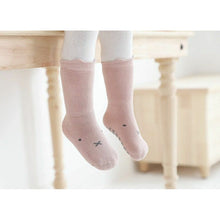 Load image into Gallery viewer, Extra Warm Terry Grip Socks - Blush and Cream (2-pairs)