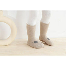 Load image into Gallery viewer, Tot and toe toddler baby socks with grip for first walking like yoga socks, anti-slip, extra warm terry.