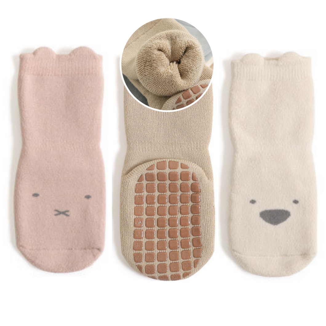 Extra Warm Terry Grip Socks - Blush Trio (3-pairs)