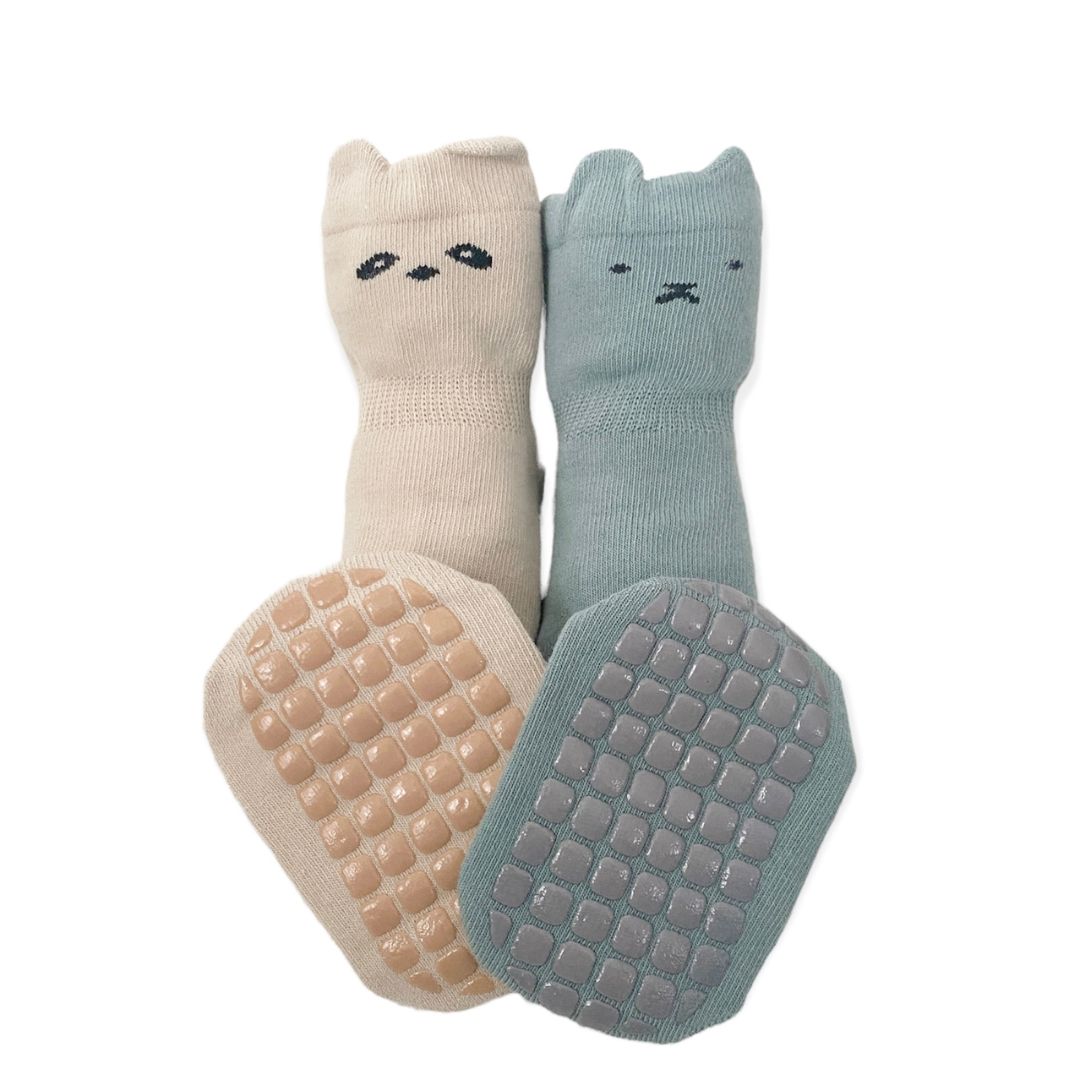 Everyday Grip Socks - Blue and Tan (2-pairs) – Tot and Toe