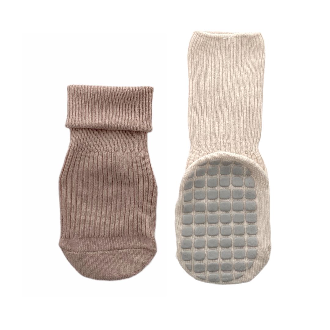 Everyday Rib Grip Socks - Blush and Cream (2-pairs) – Tot and Toe